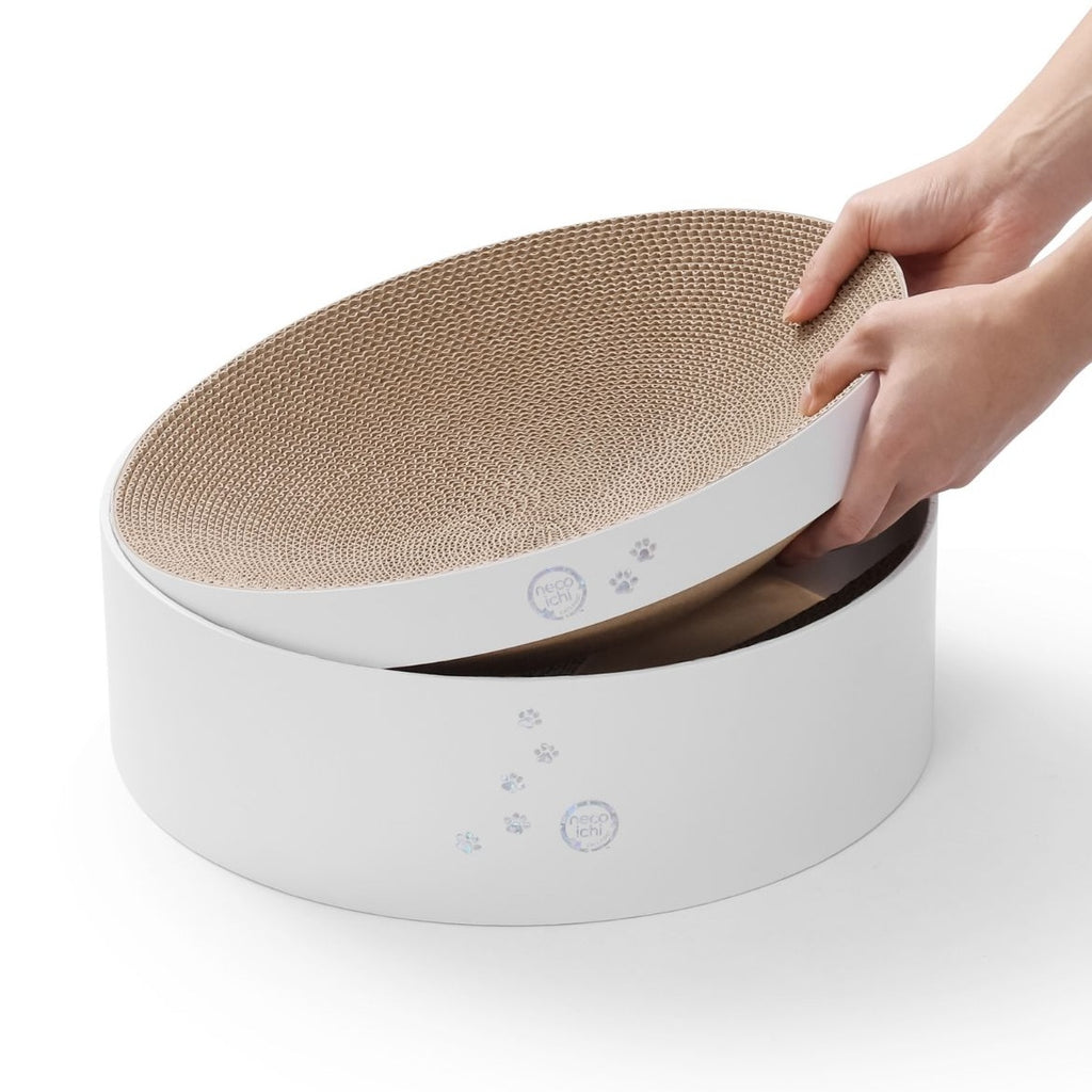 Necoichi – Cozy Cat Scratcher Bowl (Hologram White)